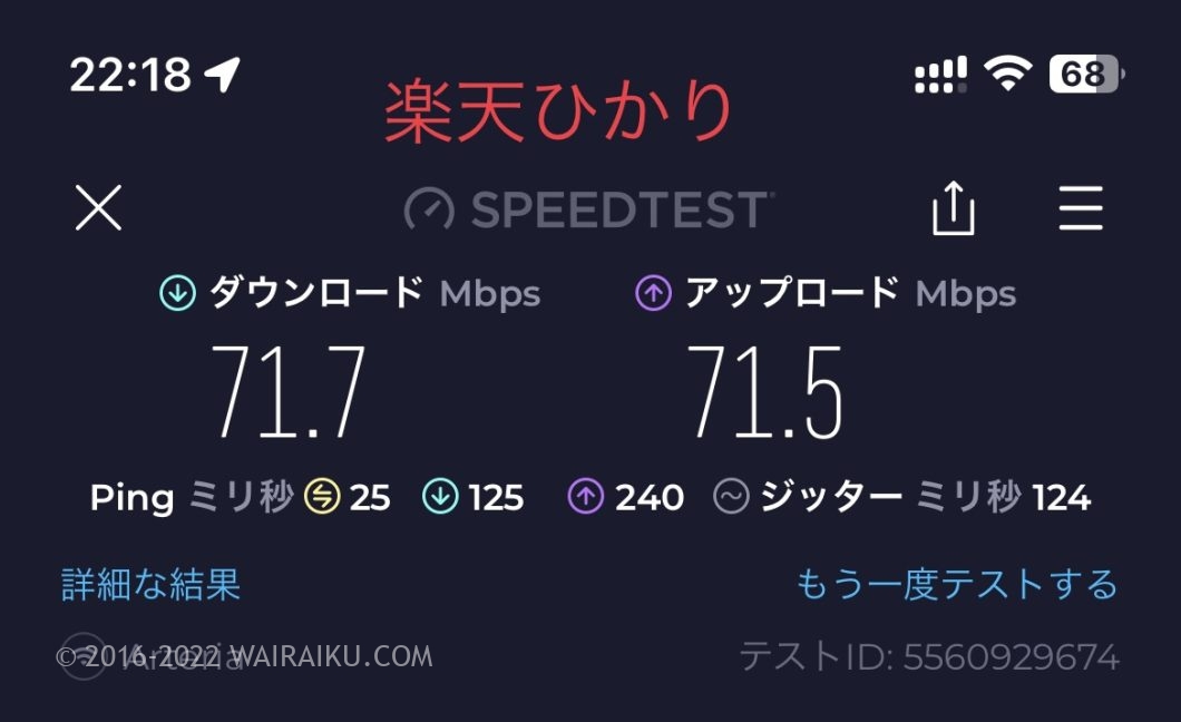 楽天ひかり VDSL 回線速度