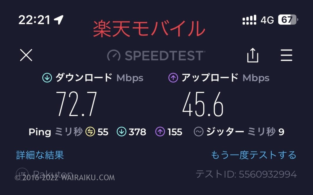 楽天モバイル 速度